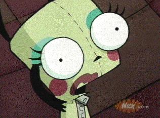 Aw, look!  GIR is wearing make up!